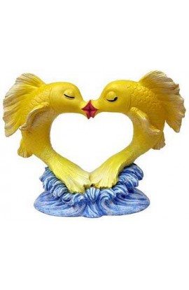 Resin Ornament - Kissing Goldfish Heart 1 Large