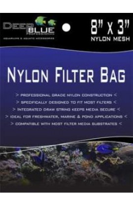Deep Blue Nylon Filter Media Bag W/Drawstring 8" X 3